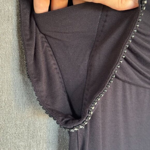 Vintage Y2K Miss Sixty Black Square Neckline Rhinestone Edged Long Fitted Top - Picture 5 of 15